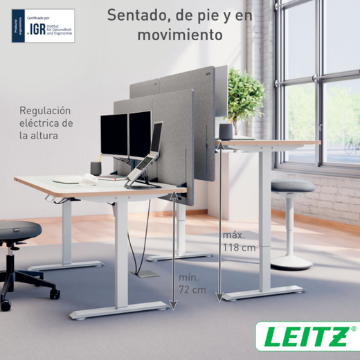 Escritorio Eléctrico Leitz Ergo 140 x 80cm con recordatorio para ponerte de pie