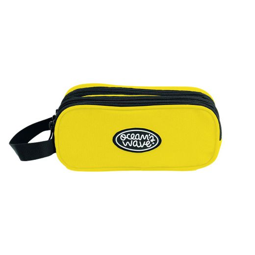 Trousse à 3 fermetures éclair jaune fluo
