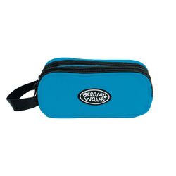 Trousse à 3 fermetures éclair bleu néon