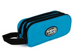 Trousse à 3 fermetures éclair bleu néon