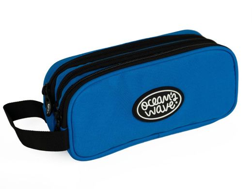 Trousse bleu foncé à 3 fermetures éclair