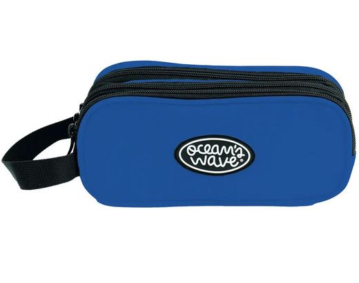 Trousse bleu foncé à 3 fermetures éclair