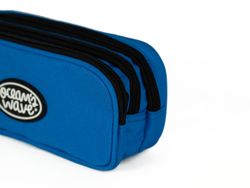 Estojo azul escuro com 3 zíperes