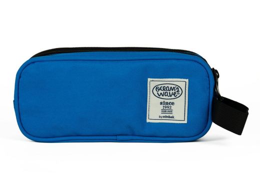 Estojo azul escuro com 3 zíperes