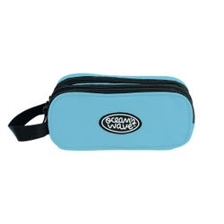Estuche 3 Cremalleras Azul Pastel