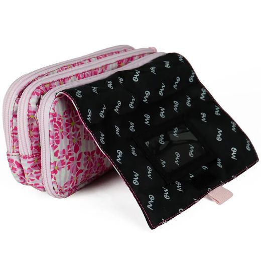 Estojo Eden com 3 zíperes e aba