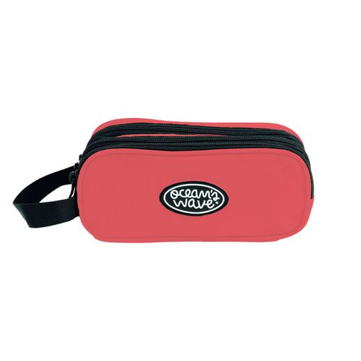 Estojo Coral com 3 zíperes