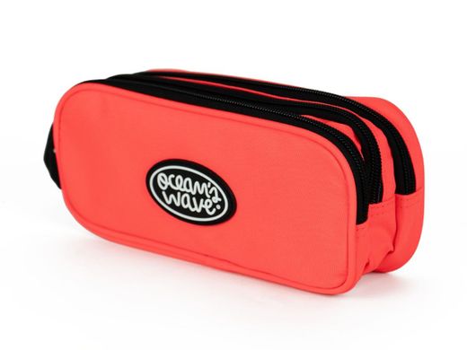 Estojo Coral com 3 zíperes