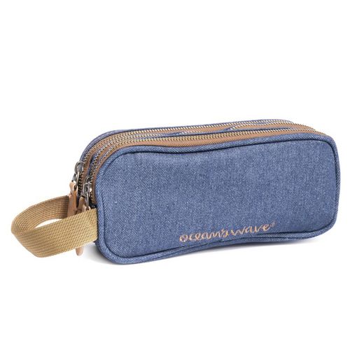 Estojo de lápis 3 zíperes Jean Navy