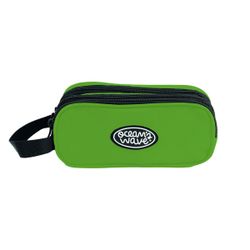 Estojo verde neon com 3 zíperes