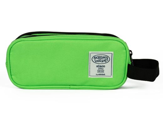 Trousse verte fluo à 3 fermetures éclair