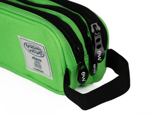 Trousse verte fluo à 3 fermetures éclair