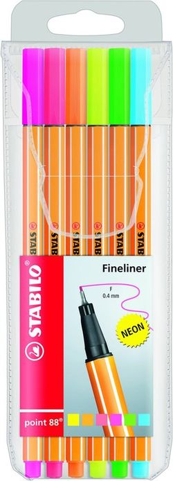 Estuche 5 rotuladores neón stabilo point 88