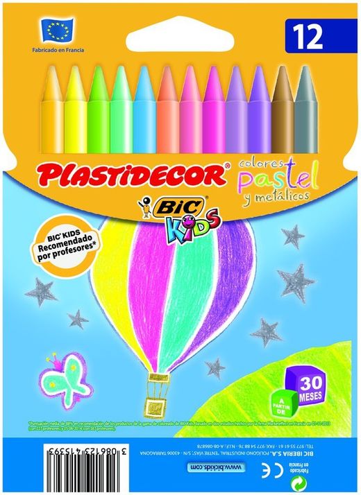 Estojo de 12 cores pastel plastidecor