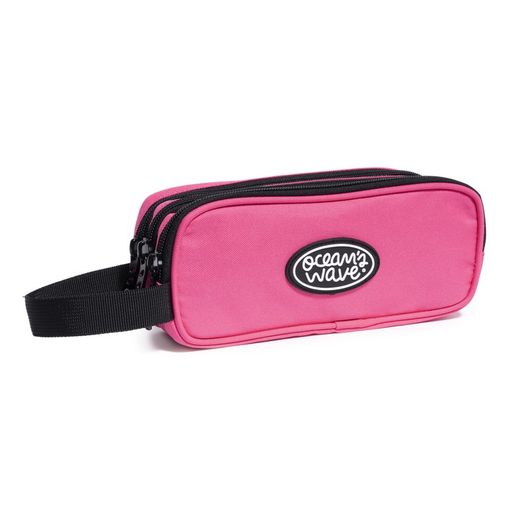 Estojo de lápis com 3 zíperes Fuchsia