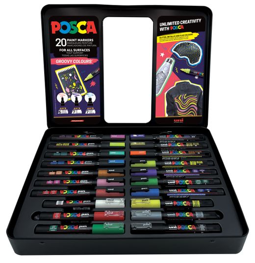 Estuche Metálico 20 Rotuladores Posca Groovy Colours