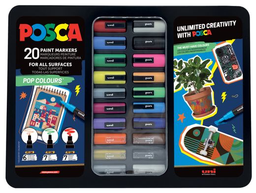 Estuche Metálico 20 Rotuladores Posca Pop Colours
