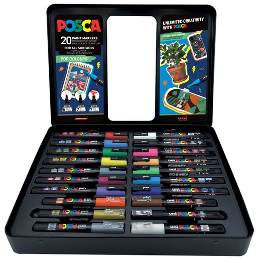 Estuche Metálico 20 Rotuladores Posca Pop Colours