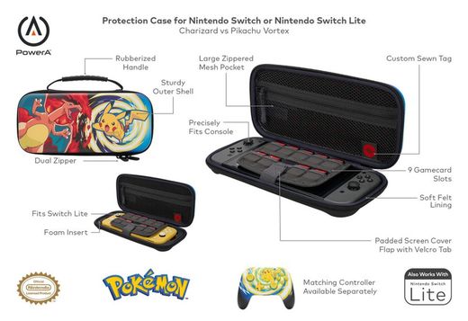 Cape de protection PowerA pour Nintendo Switch ou Nintendo Switch Lite - Pokémon : Charizard vs. Vortex Pikachu