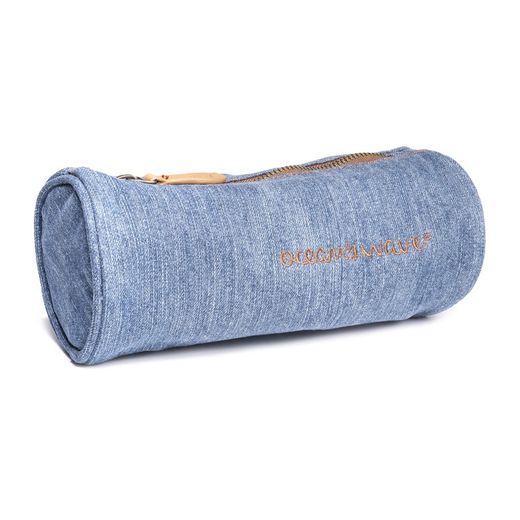 Estojo Jeans redondo azul