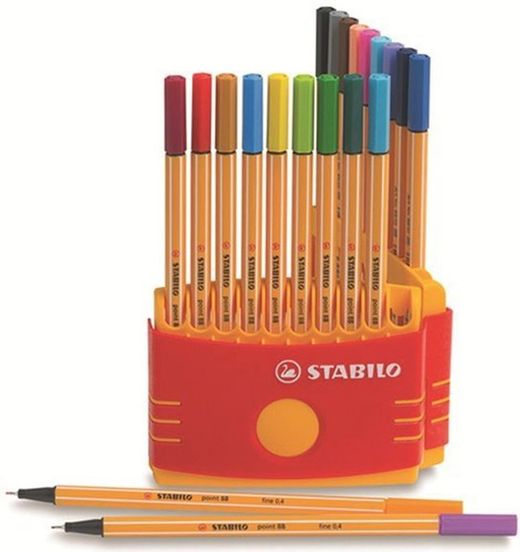 Caixa vertical 20 cores stabilo ponit 88