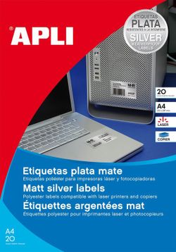 Etiquetas en poliéster. Color plata mate