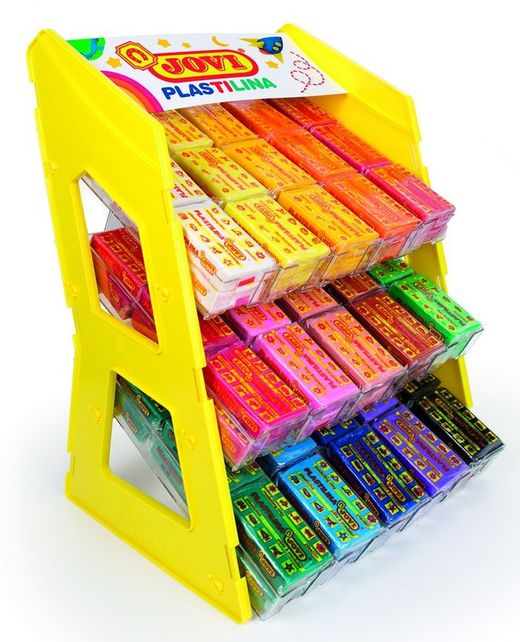 Expositor com 180 tabletes de plasticina jovi