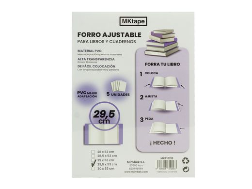 Forro de libro ajustable. Varios tamaños