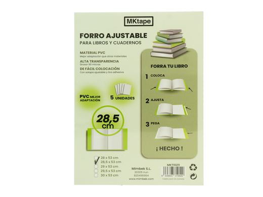 Forro de libro ajustable. Varios tamaños