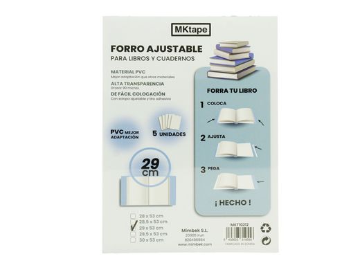 Forro de libro ajustable. Varios tamaños