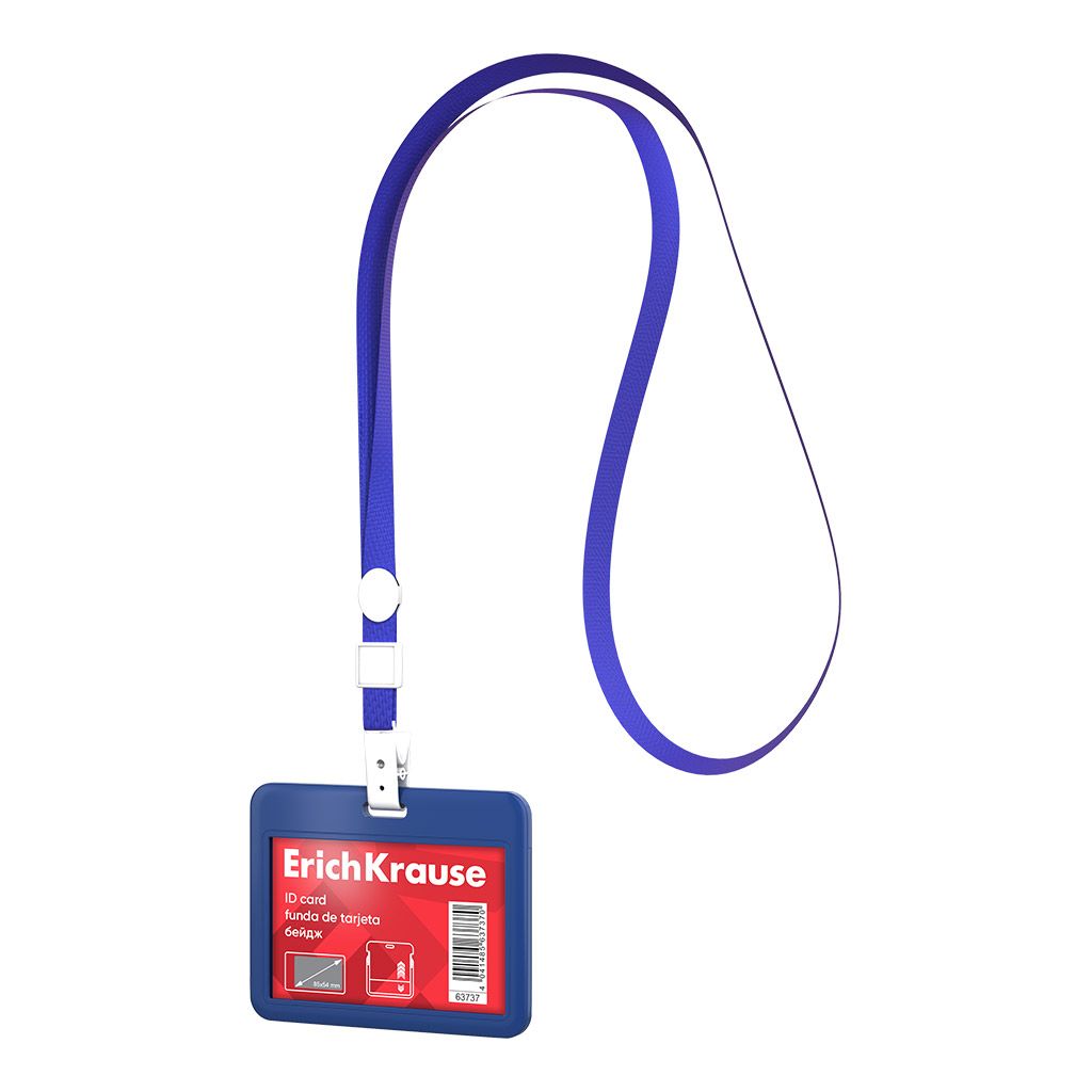 Funda de tarjeta horizontal con colgante ErichKrause, slider, ABC-plástico, 85x54mm, azul (en bolsa)