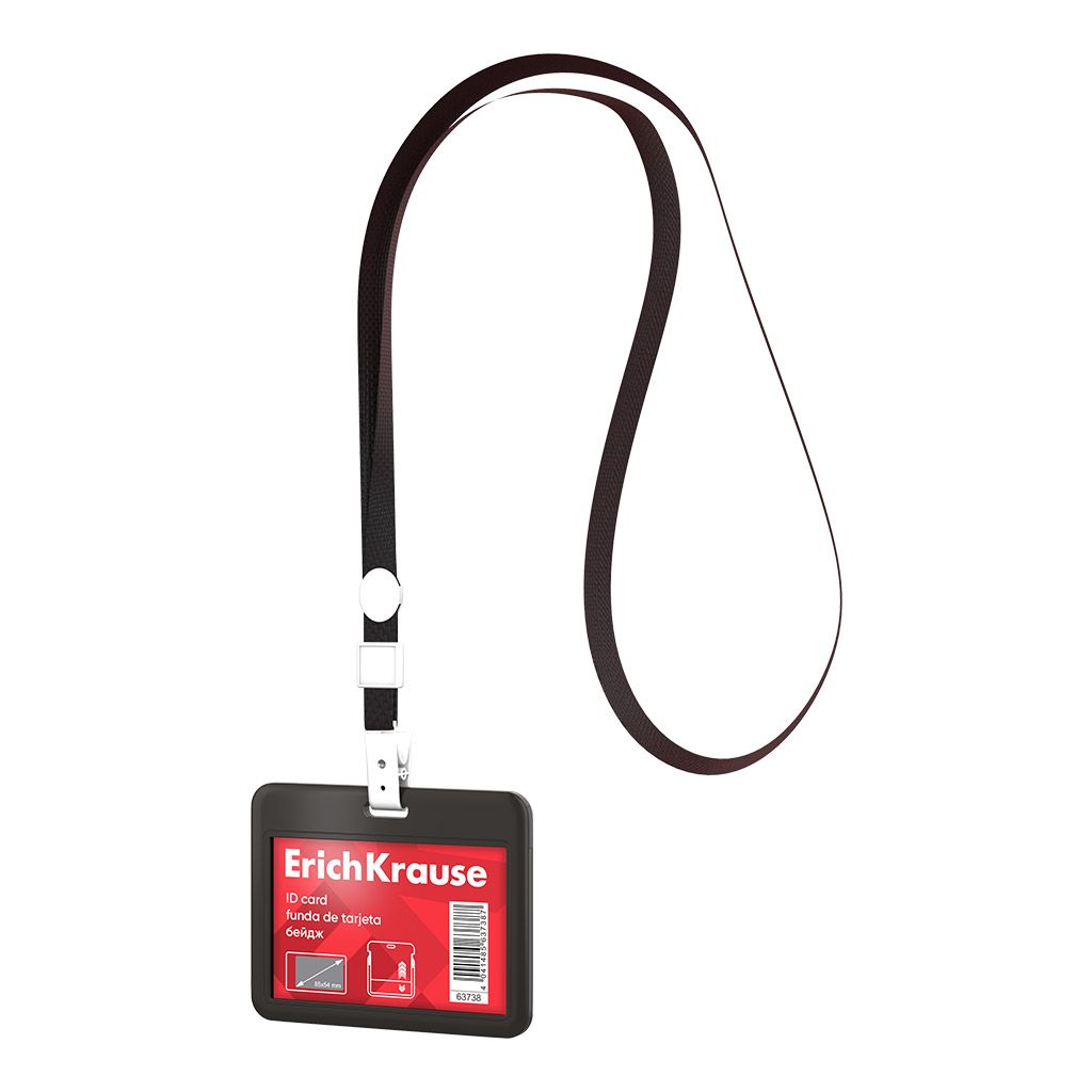 Funda de tarjeta horizontal con colgante ErichKrause, slider, ABC-plástico, 85x54mm, negro (en bolsa)