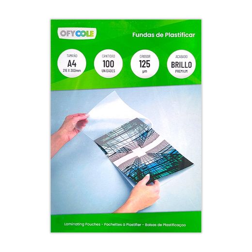 Fundas Plastificar A4-125 Micras Ofycole C/100