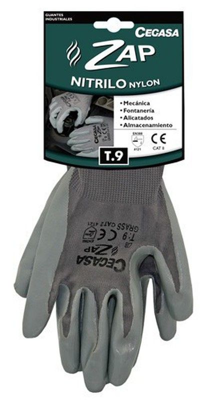 Luvas de nitrilo cinza nylon Cegasa