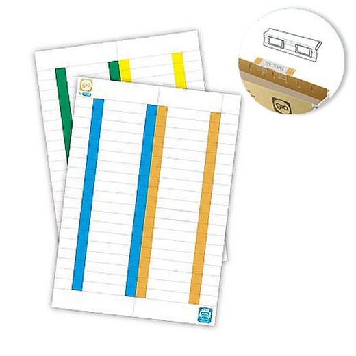 Feuille avec étiquettes pour dossiers suspendus. Pour différents types de spectateurs