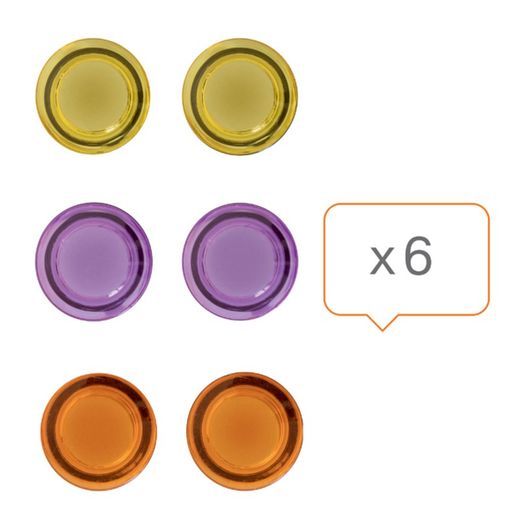 Imanes magnéticos para pizarra blanca Nobo, paquete de 6 imanes de colores de 30 mm.