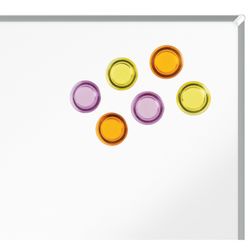 Imanes magnéticos para pizarra blanca Nobo, paquete de 6 imanes de colores de 30 mm.