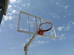 Juego de canastas fijas deluxe sin tablero y aro. Con base para anclaje