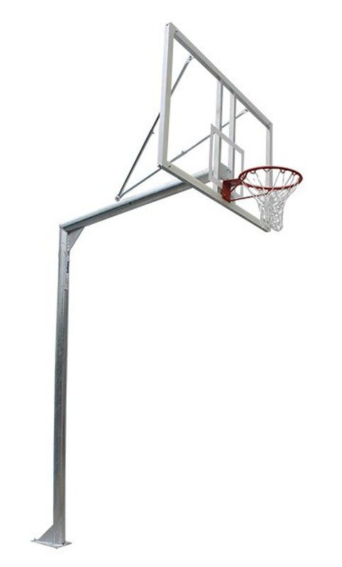 Conjunto de cestos fixos galvanizados para basquete sem tabela e aro.