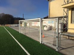 Juego de porterías abatibles de aluminio para fútbol 7. Tubo de 12 x 10 cm