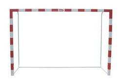 Juego de porterías con base de tubo redondo para futbol sala o balonmano transladables