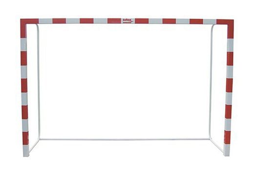 Juego de porterías con base de tubo redondo para futbol sala o balonmano transladables