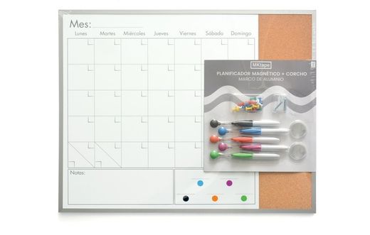Kit quadro branco magnético, cortiça, marcadores magnéticos, ímanes