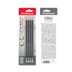Lápiz grafito con goma JET BLACK HB Blíster 4