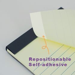 Caderno de notas autoadesivas 254x178mm com linhas amarelas