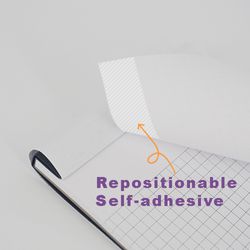 Caderno com notas adesivas brancas de grade de 254x178 mm