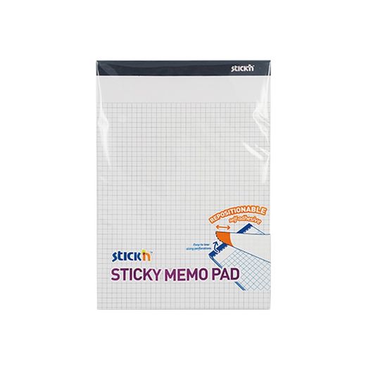 Caderno com notas adesivas brancas de grade de 254x178 mm