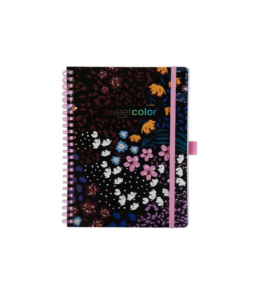 Carnet à spirales A5 80H à pois 90 g Floral I