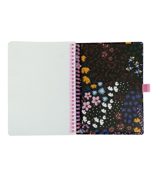 Carnet à spirales A5 80H à pois 90 g Floral I
