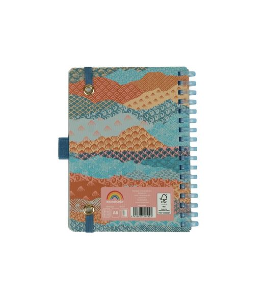 Carnet à spirales A6 80H à pois, 90 g/m², motif montagnes
